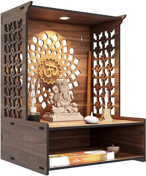 ASOBO Engineered Wood Hand Crafted Pooja Mandir for Home & Office, Wall Mounted Engineered Wood Home Temple