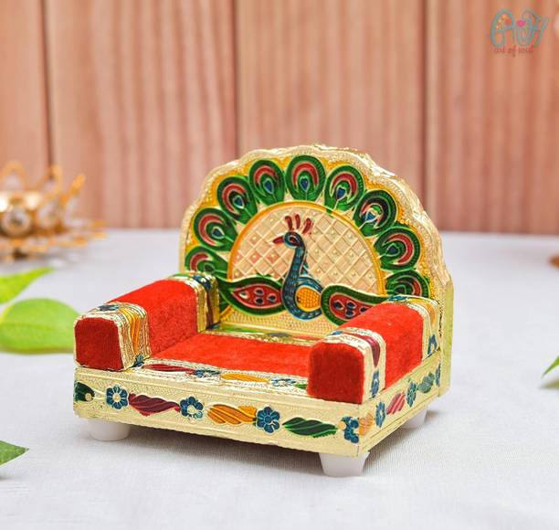 Fashion Art HANDICRAFTED MEENAKARI LADDO GOPAL SINGHASAN FOR TEMPLE Solid Wood Home Temple