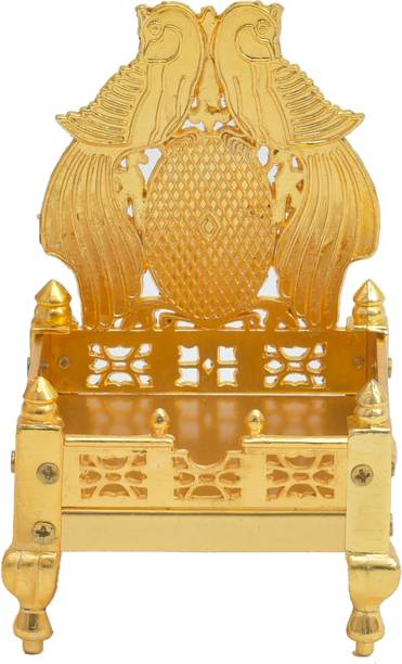 CityArt Golden Brass Krishna Laddu Gopal/ Bal Gopal Singhasan for God Temple Showpiece Metal Home Temple