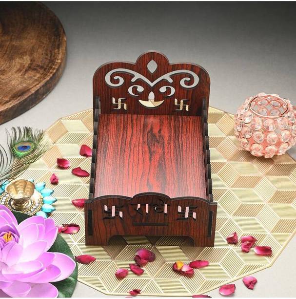 Gojeeva Premium Wooden Carved Pattern Designer Bed For Kanha Ji/Gopal Ji Bed Wooden All Purpose Chowki