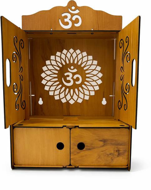Expro Decorative Om Design Handcrafted Wooden Temple for Home & Office Engineered Wood Home Temple