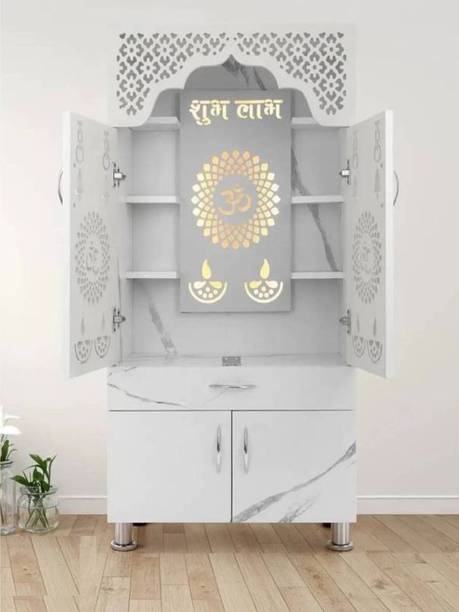 Devora Furniture Temple/Pooja Unit/Mandir With Led Light(Height 130cm Pre-assembled) Engineered Wood Home Temple