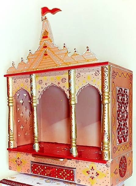 जमवैयार्ट Wooden Temple for Home Pooja, Arti ram mandir सॉलिड वुड घर का मंदिर