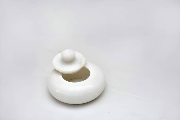 Modern Decor Emporium Makrana White Marble Sindoor Dani | Handcrafted Kumkum Box/Sindoor Dani for Stone Home Temple