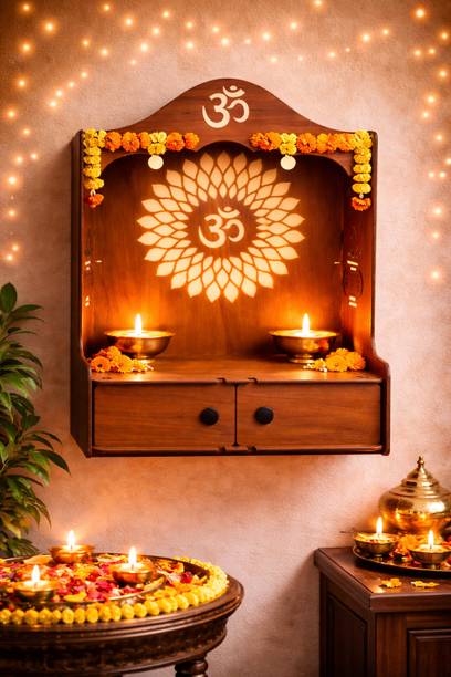 Expro Ganesha Wooden Wall Mandir Engineered Wood Home Temple
