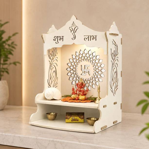 Aashish Elegant Wooden Temple for Home Décor – Decorative Pooja Mandir Engineered Wood Home Temple