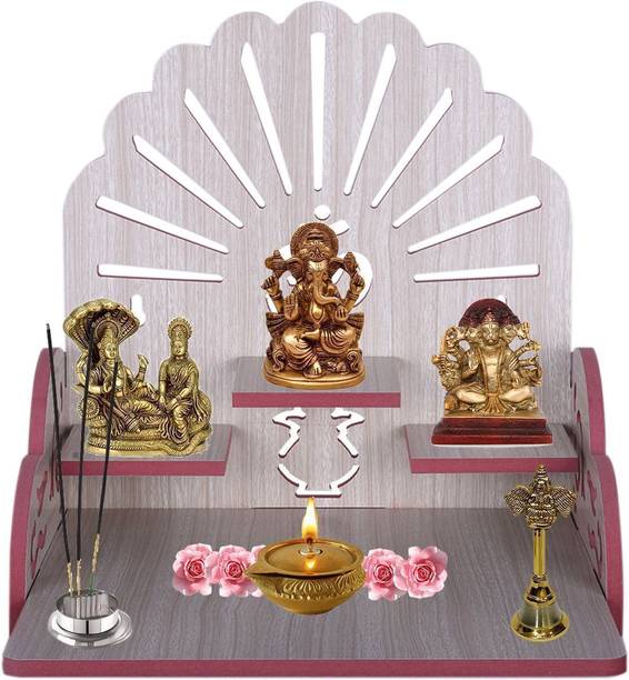 YIXT MDF Wooden Mandir for Home Pooja | Compact Wall Mount & Tabletop Temple Solid Wood, Engineered Wood Home Temple
