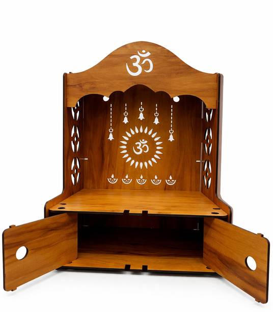 Expro Pooja Mandir with Om Design Home Temple with Storage Mandir for Home & Office Engineered Wood Home Temple
