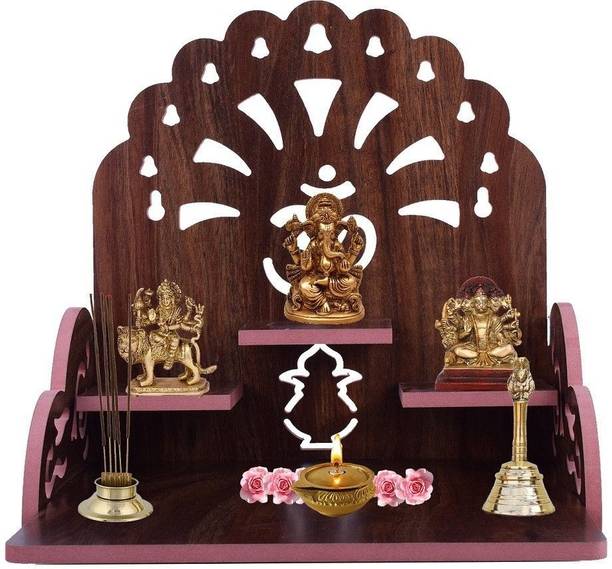 YIXT Wooden Small mandir Handpainted Temple/Pooja Ghar Solid Wood Home Temple