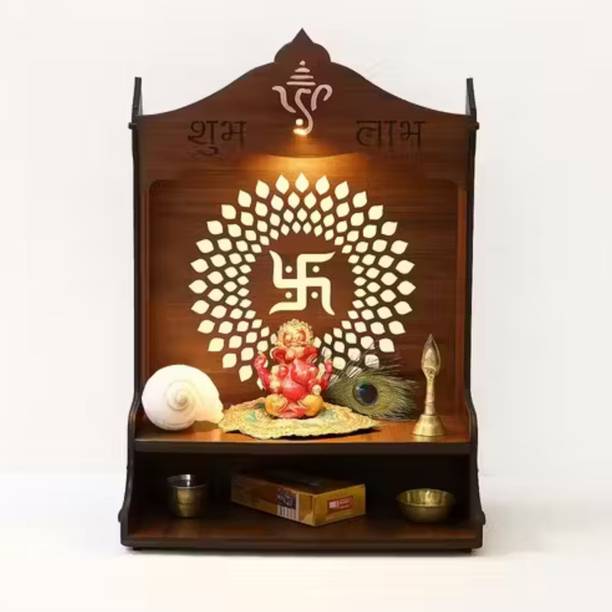 Echowood Handcrafted Wooden Home Temple for Pooja Room(Home_Temple-01) Solid Wood Home Temple