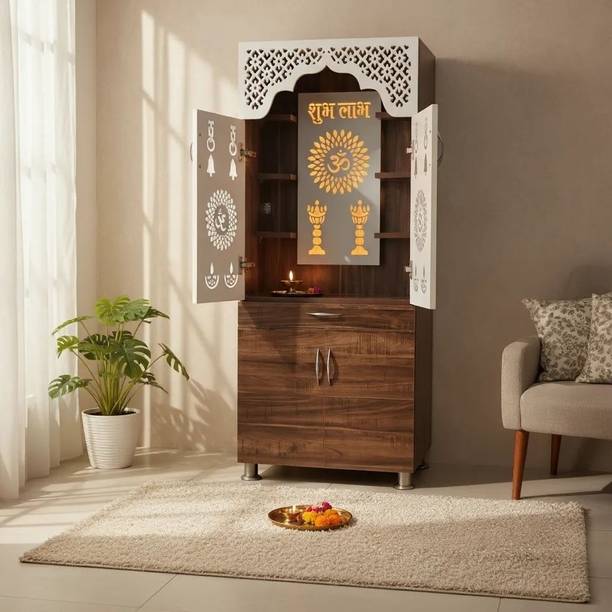 Old Wolf Furniture Wooden Temple With Light (H: 4 Ft. 9 In., W: 2 Ft., D: 1 Ft. 1 In.) Engineered Wood Home Temple