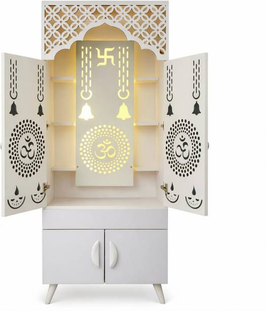 Flipkart Perfect Homes Studio Divine Dwelling 17001 Pooja Mandir|Temple for Home & Office with Led Back Light Engineered Wood Home Temple