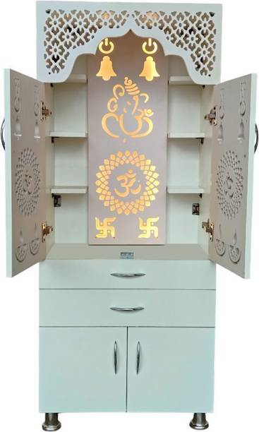 ChiselChant Big Size Designer Temple with Led Lights(Heght: 145cm Pre-Assembled) Engineered Wood Home Temple