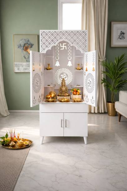 Flipkart Perfect Homes Studio Divine Dwelling 17001 Pooja Mandir|Temple for Home & Office with Led Back Light Engineered Wood Home Temple