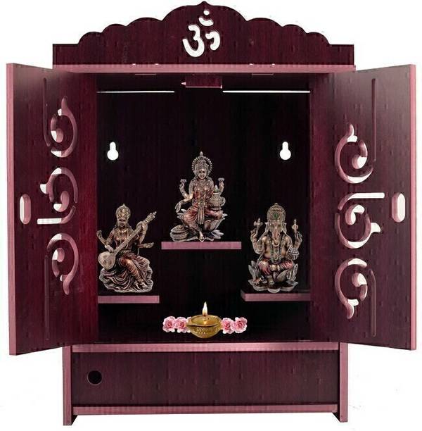 LAKHAJI Wooden Door Temple|Home Temple|Office temple|Pooja Mandir|Home Decor| Engineered Wood, Solid Wood Home Temple