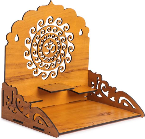 OUTSET Compact Mandir WIth 3 Stairs To Keep God Idols - Home, Office, Study Engineered Wood Home Temple