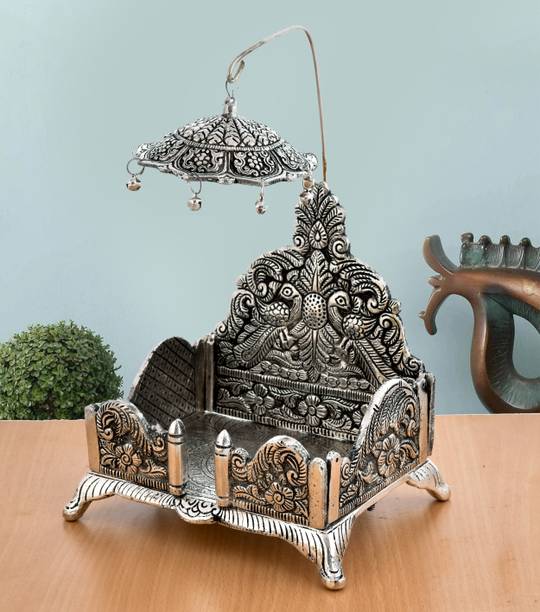 HOUZZPLUS Handicraft Laddu Gopal Singhasan /Laddu Gopal Chowki Metal Home Temple Metal Home Temple