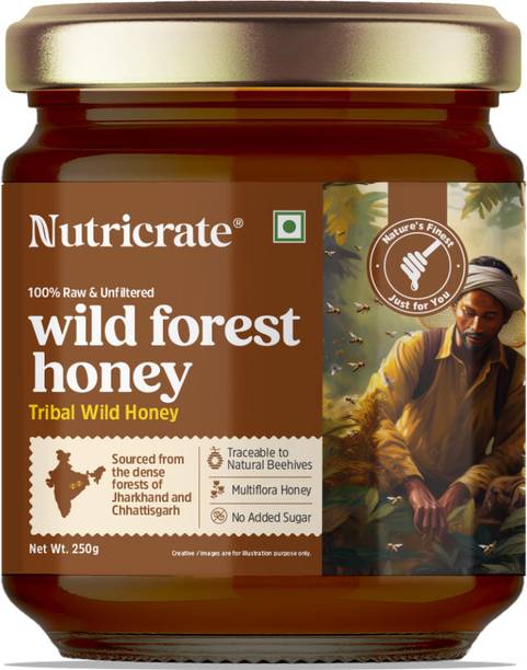 nutricrate Wild Forest 100% Organic Honey, Unprocessed Raw from Jharkhand & Chhattisgarh