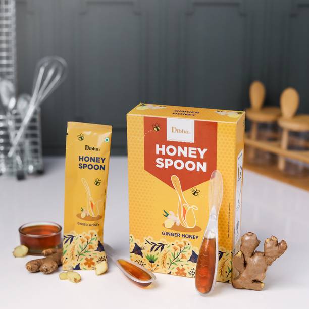 Dibha Ginger Honey Spoon (10pcs) | Mess-Free, Easy to Use & Travel-Friendly