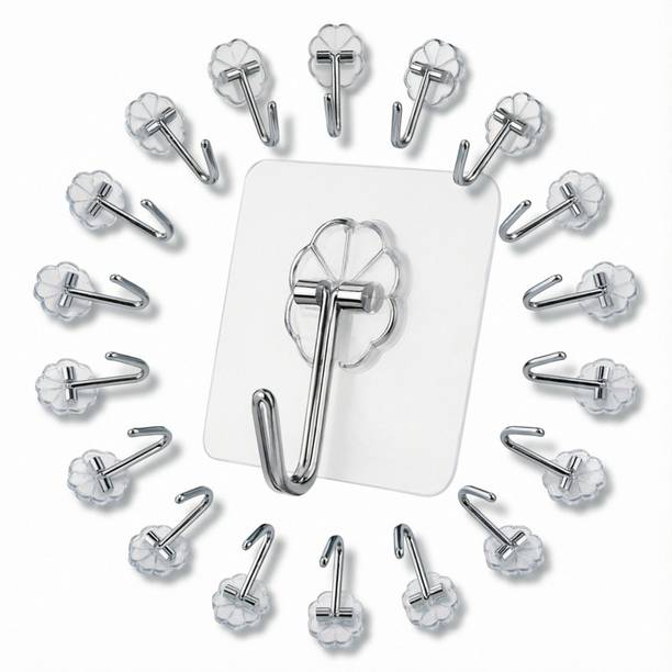 HAPYHOM Self Adhesive Wall Hooks for Clothes, Kitchen & Home Organizer Hook 20