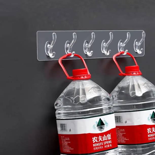 BESTZONE RETAIL MALL 6 in 1 Self Adhesive Wall Hook,Plastic Wall Hook Rack Hook 6