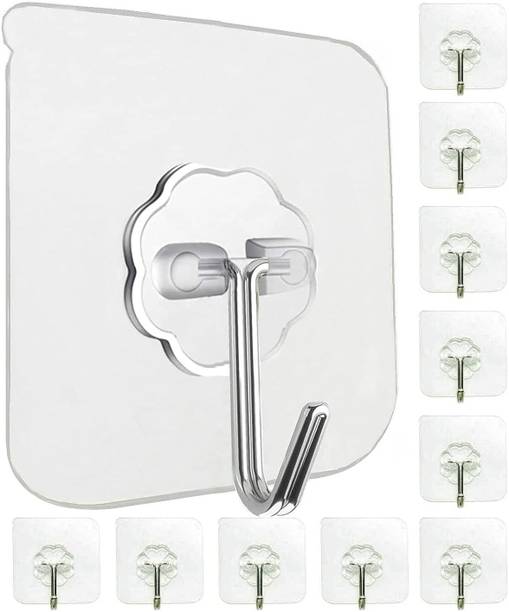 Jiyan Enterprise Transparent Double-Sided Adhesive Wall Hooks for Bathroom, Kitchen & Office Hook 10
