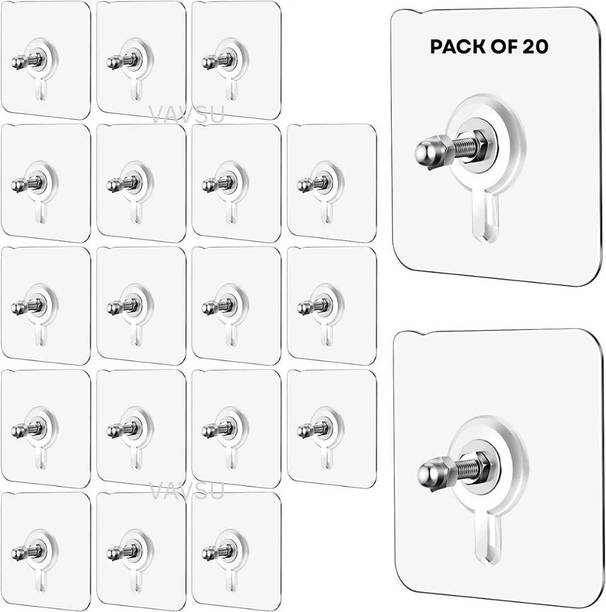 VAVSU Adhesive Wall Hooks Without Drill - Heavy Duty Transparent Hanging Wall Ho