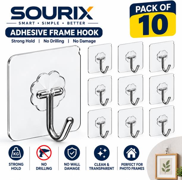 SOURIX Wall Clips Hooks for Hanging Clothes, Kitchen Items, Photo Frame, Keys, a