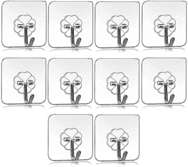 SWAPKART Transparent Self Adhesive Waterproof Wall Hooks for Kitchen and Bathroom Hook 10