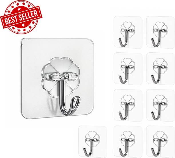 HAPYHOM Wall Hooks Without Drill, Self Adhesive Hooks for Clothes, Kitchen & Hom