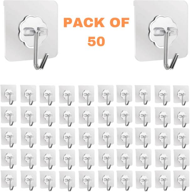 BK 10 इंपोर्ट एंड एक्सपोर्ट Wall Hooks Without Drilling, Self Adhesive Hooks for Wall 50 - दाँतोंवाला