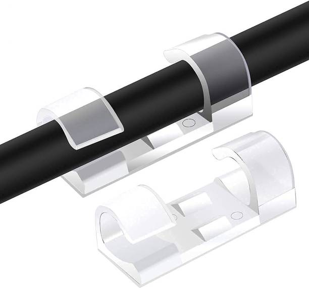 GoldPaddy Cable Clips Clear Self-Adhesive Wire Holders Durable Cord Organizer, 10 Pieces Cable Protector