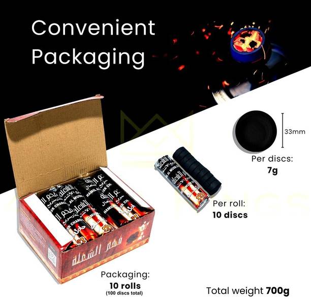 4coalkings Bamboo Charcoal Tablets for Dhoop,Hookah |100 Discs| 33mm Size |Full Burn Frankincense Dhoop
