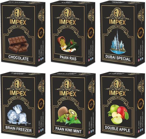 A.N.IMPEX Premium Quality Herbal Hookah Chocolate, Paan ras, Dubai Special, Brain freezer, Paan KIwi Mint, Double apple Hookah Flavor