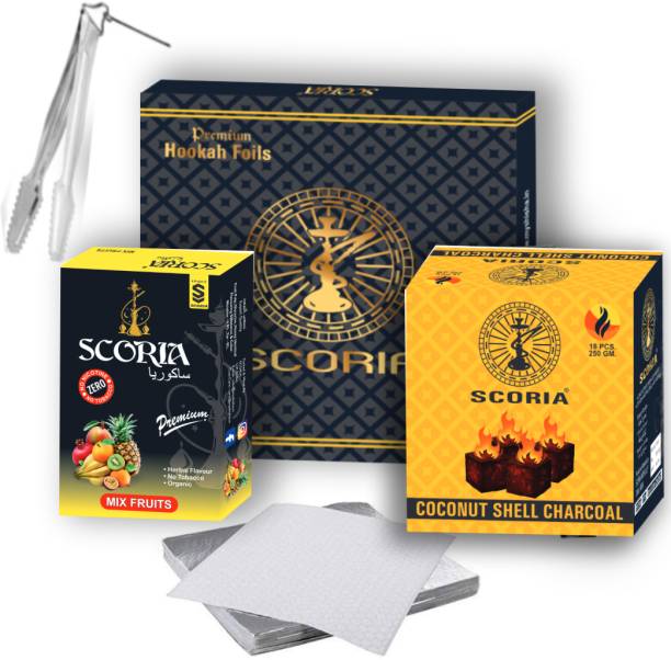 SCORIA Tong Hookah Foil Hookah Starter Kit Qk Coal With Mix Fruits Hookah Flavor