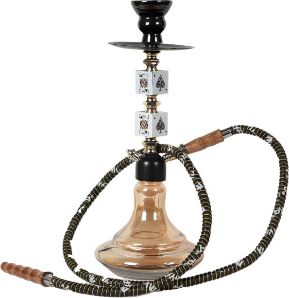 Appraise Home Impex Premium Glass Hookah Coco Gold With Long Pipe 16 Inches 14 inch Glass Hookah