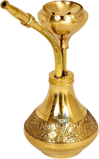 IndianArtVilla Brass Gold Finish Brass Hookah , 5.2'' Inch 5.2 inch Brass Hookah