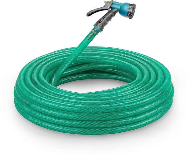AHYRA 15MTR BRAIDED 3-LAYERED PIPE 0.5 inch GARDENING, PET BATHING CAR Hose Pipe 15Mtr Garden & Car Washing Braided 3 Layered Hose Pipe with 7 pattern spray gun Hose Pipe