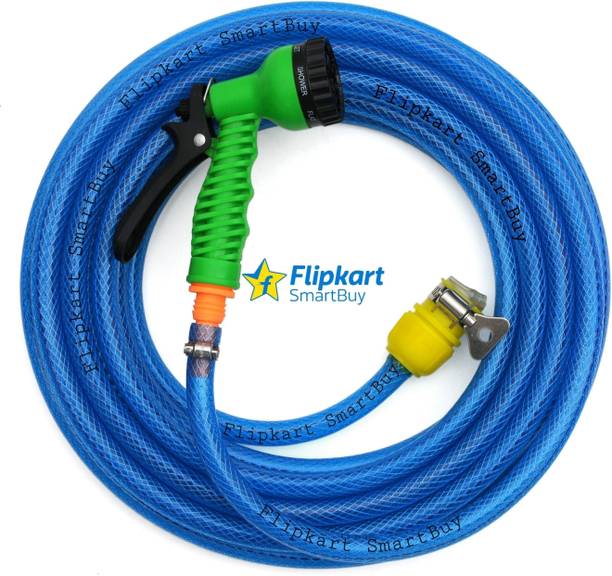 Flipkart SmartBuy 10 Meter (32 feet) Braided Blue (Diameter :½’’,0.5 inch,12 mm) Flexible Pipe : Water Tap Adapter, 7 Pattern Spray Gun and PVC Braided Blue Hose Pipe