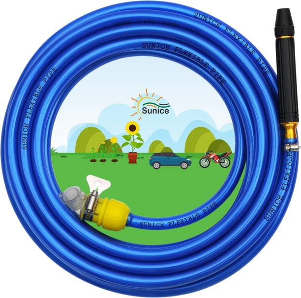 SUNICE 10 Meter Metallic Blue Flexible Hose Pipe (Diameter Size ½’’,0.5 Inch,12 mm) Car Washing , Bike & House Cleaning ,Tree Watering Hose Pipe