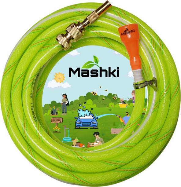 MASHKI with high pressure water spray gun For Gardening, Car/Bike Wash. 20 Meter (65 Feet) 3 Layered Braided Water Pipe with Metal Water Sprayer Hose Pipe