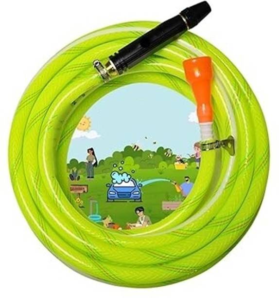 AHYRA 15Mtr 0.5 inch water Pipe for Car Wash, with Hose Connector ,Clamps and Nozzle For Gardening, Car washing, Home Use, Pet Wash Etc Hose Pipe