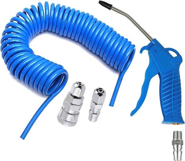 HOSEMART PU Coil 8mm X 5mm 5 Meter Long With SP20 + PP20 & Air Blow Gun + PM20 Hose Pipe