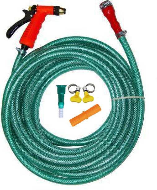 MAK 10 Meter 1/2 inch Braided Hose Pipe Gardern, Car & Bike Washing With Brass Water Spay Gun , Tap Nozzle And Clamps Suitable For Car Washing , Bike Washing , Gardening , Home Use 10 Meter 0.5 Inch 3Braided Hose Pipe Gardern, Car & Bike Washing With Brass Water Spay Gun , Tap Nozzle And Clamps Suitable For Car Washing , Bik Washing , Gardening , Home Use Hose Pipe