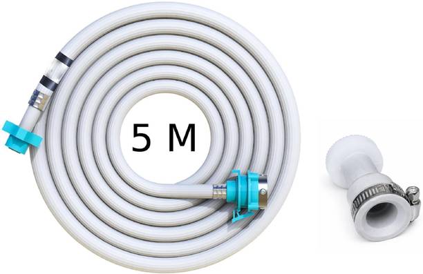 Primehomeenterprises 5m White Automatic Inlet Hose Pipe with Universal Tap Adapter (Pack of 2) Hose Pipe