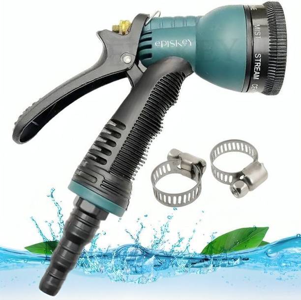 Episkey Garden Hose 8 Pattern High Pressure Garden Hose Nozzle Water Spray Gun With Leak Proof 2 Pcs Metal Grip Lock for Hose Pipe