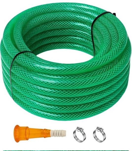 RAMA PIPE 1/2 Inch (0.50 Inch) 30 Meter (100 FEET) 3 Layered Heavy Duty Braided Hose Pipe with tap connectors and clips Hose Pipe