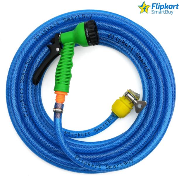Flipkart SmartBuy 10 Meter (32 feet) Braided Blue Pipe (Diameter :½’’,0.5 inch,12 mm)Flexible Pipe : Water Tap Adapter, 7 Pattern Spray Gun and Braided Blue Garden Hose Pipe