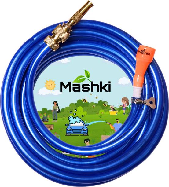 MASHKI with Pressure Nozzle Sprayer For Garden, Car Wash, Floor Clean 10M 1/2" Flexible Water Hose Pipe With Jet Metal Nozzle Hose Pipe
