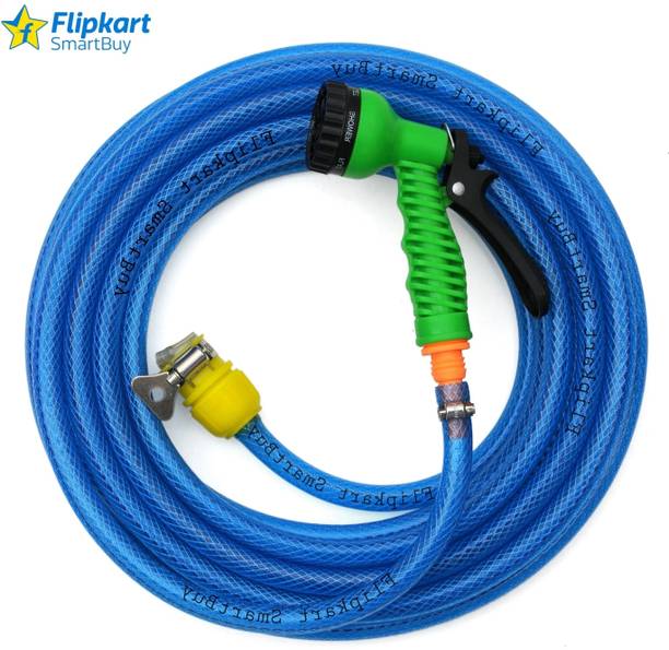 Flipkart SmartBuy 15 Meter (49 feet) Braided Blue (Diameter :½’’,0.5 inch,12 mm) Flexible Pipe : Water Tap Adapter, 7 Pattern Spray Gun and PVC Braided Blue Hose Pipe